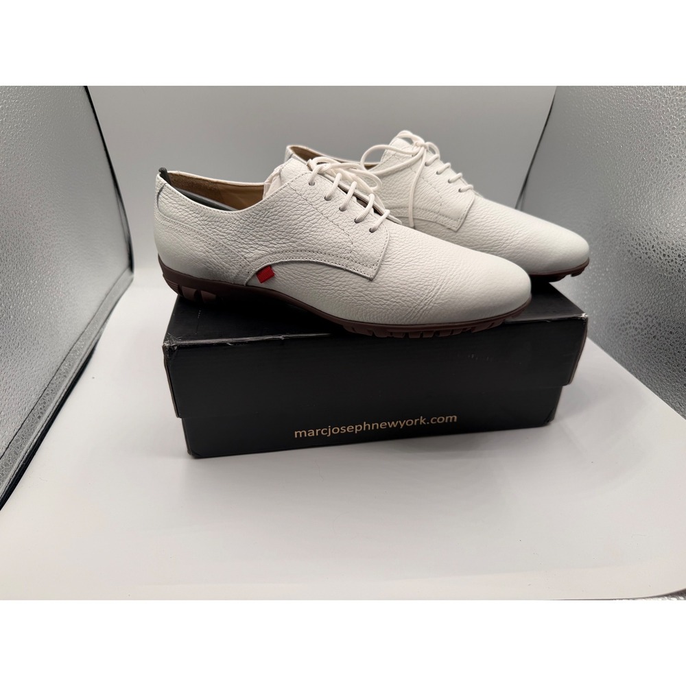 Marc Joseph New York Pacific Golf Shoes Mens 8.5 White Grainy Leather‎ 25892-WG